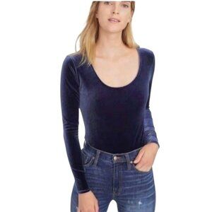J.Crew/Jeans Bodysuit Blue Velvet Scoopneck Long Sleeve